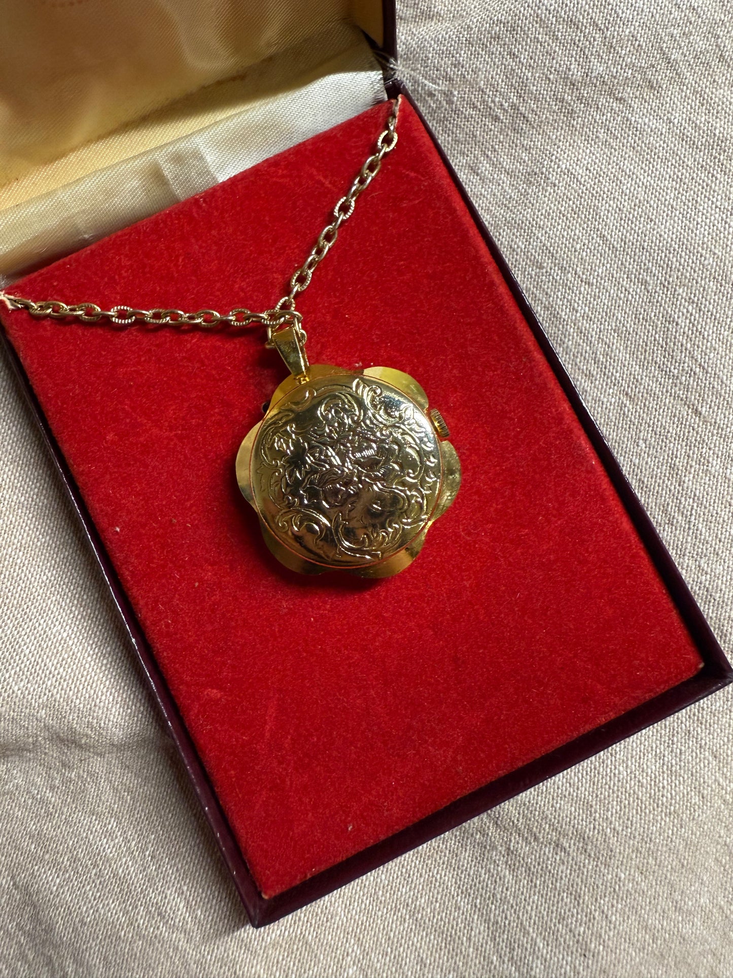 Vintage Gold Aseikon Necklace Pendant Watch