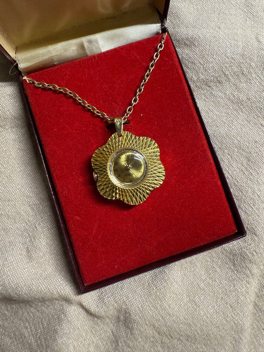 Vintage Gold Aseikon Necklace Pendant Watch
